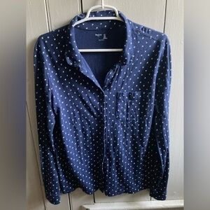 Gap Body Sleep Blouse M Navy White Moon